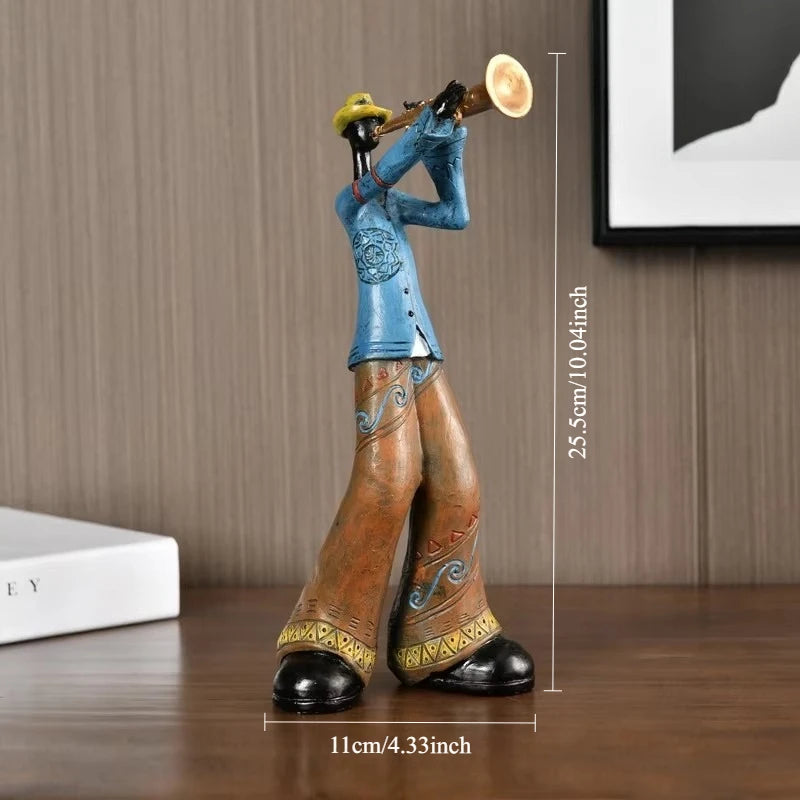 American Jazz Band Musician Resin Figurine | Nordic Arts & Crafts Statue for Living Room, Study & Office Decor