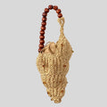 Boho Straw Tote Bag with Wooden Bead Handle – Summer Beach Shoulder Purse & Vacation Gift