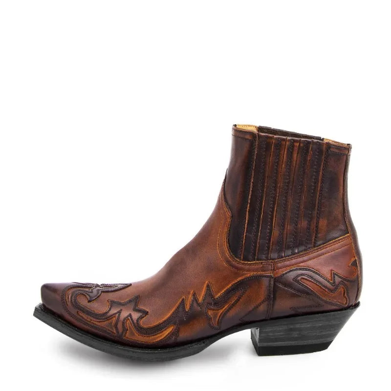 Unisex Western Cowboy Chelsea Boot — Embroidery, Pointed Toe