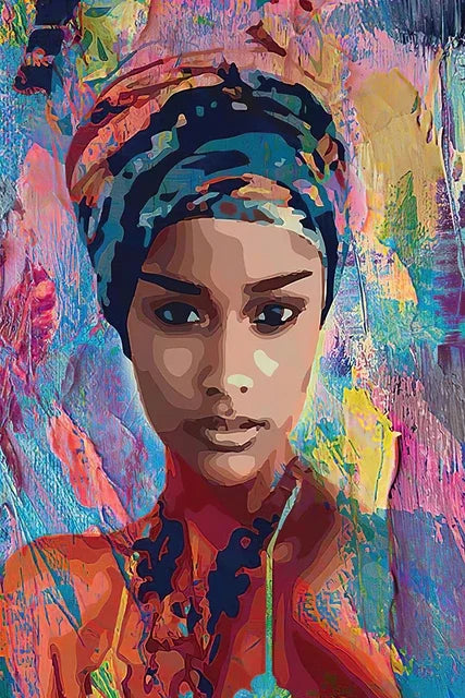 Abstract African Woman Canvas Print | Modern Girl Wall Art for Living Room