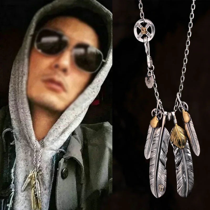 FBA Classic Feather Pendant Necklace Set | Hip Hop Punk Jewelry