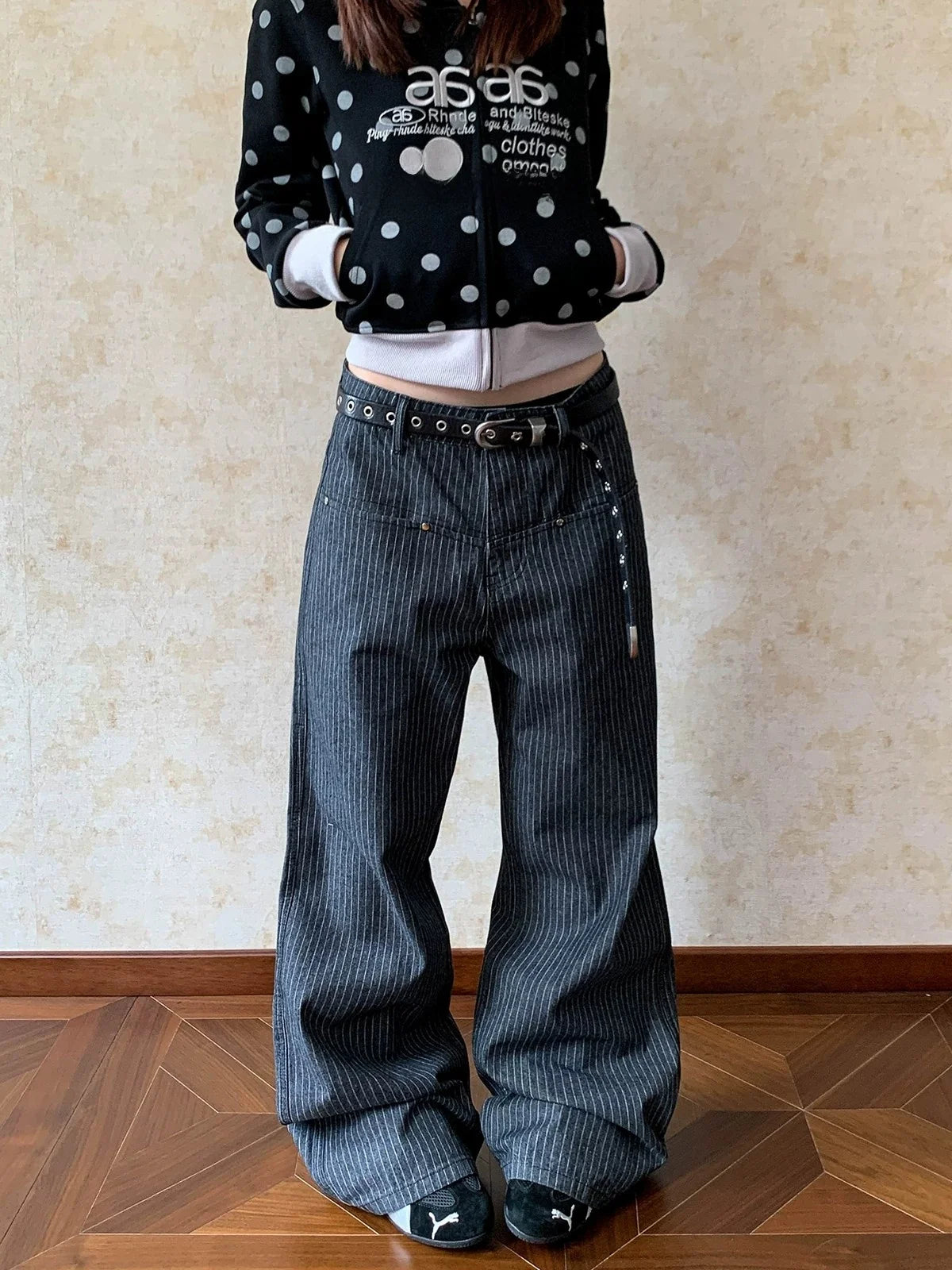 American Retro Vertical Stripe Loose Straight Fit Jeans – Unisex Clean Fit Streetwear Denim Long Pants | Black Stripes | S–3XL | FBA Vibes