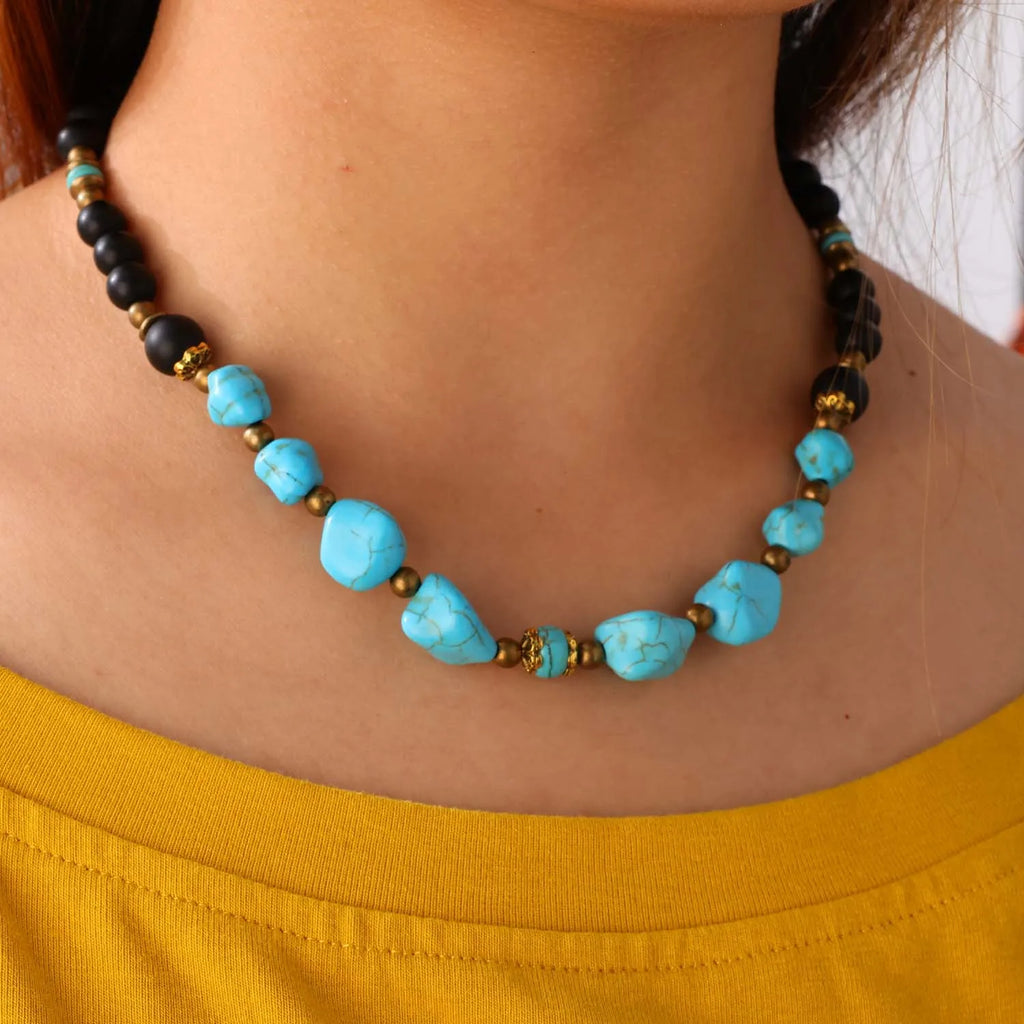 FBA Men's Turquoise Hip Hop Choker Necklace | Surf Punk Jewelry