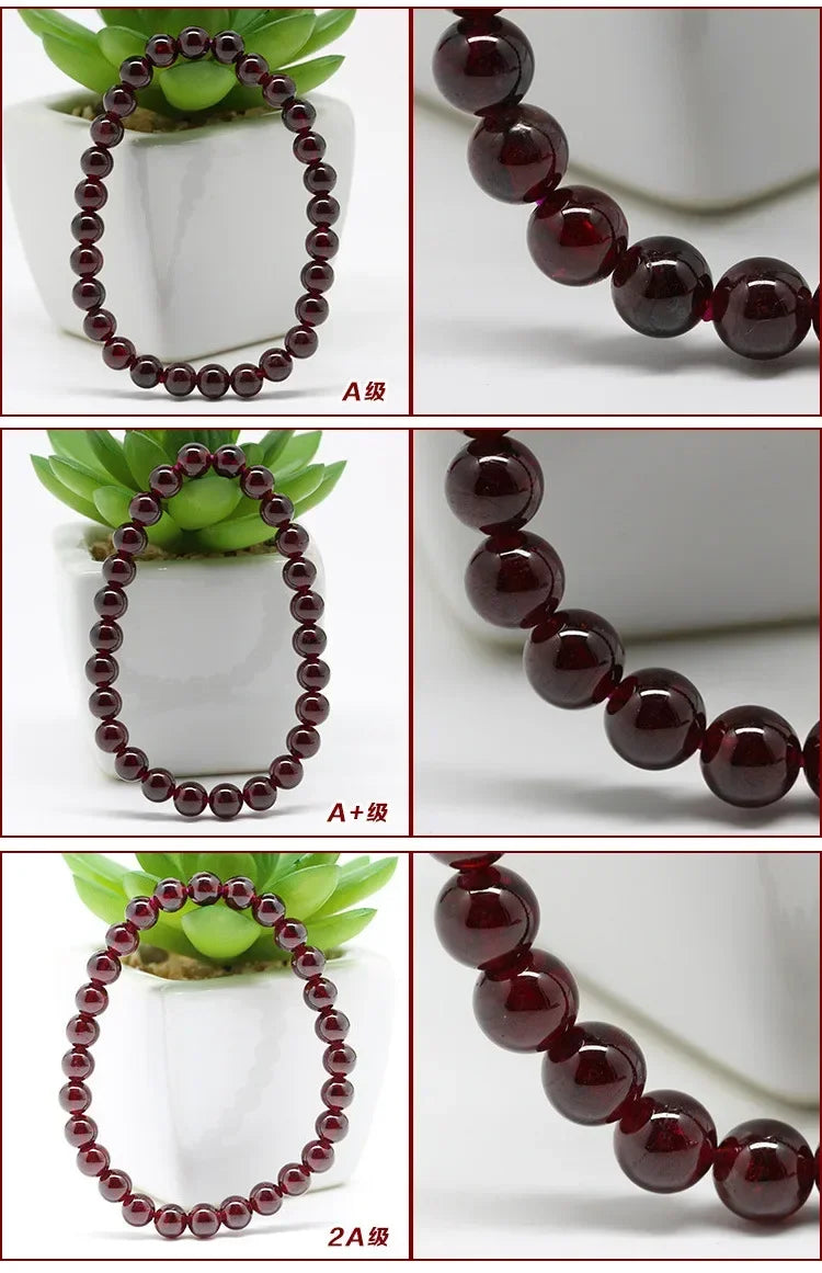 FBA Natural Garnet Beaded Charm Bracelet | Men's & Women's Jewelry