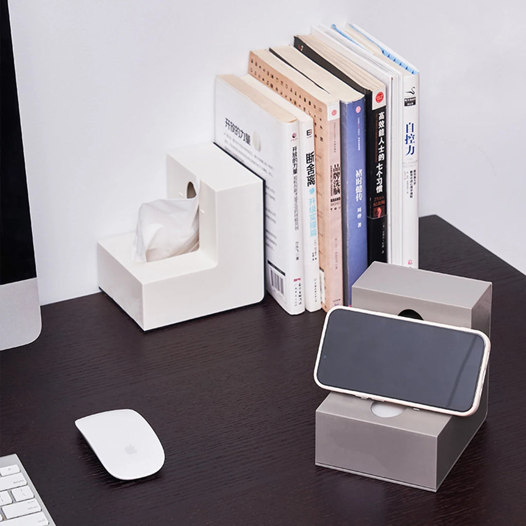 Modern Right-Angle Tissue Box | Minimalist Desktop Napkin Holder for Home, Kitchen & Office
