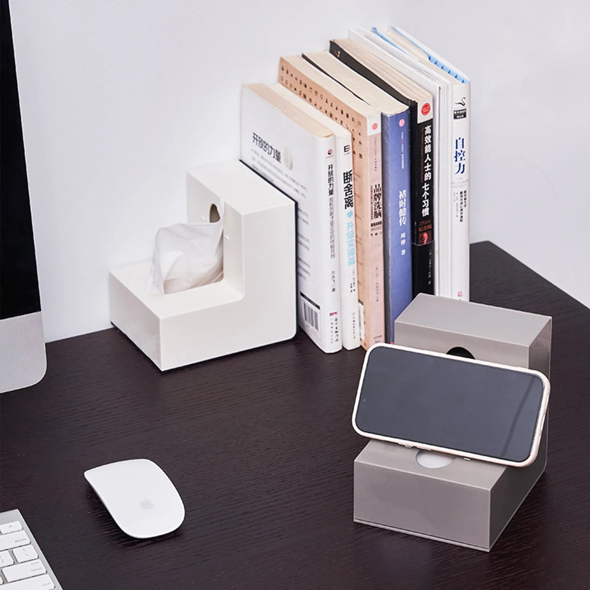 Modern Right-Angle Tissue Box | Minimalist Desktop Napkin Holder for Home, Kitchen & Office