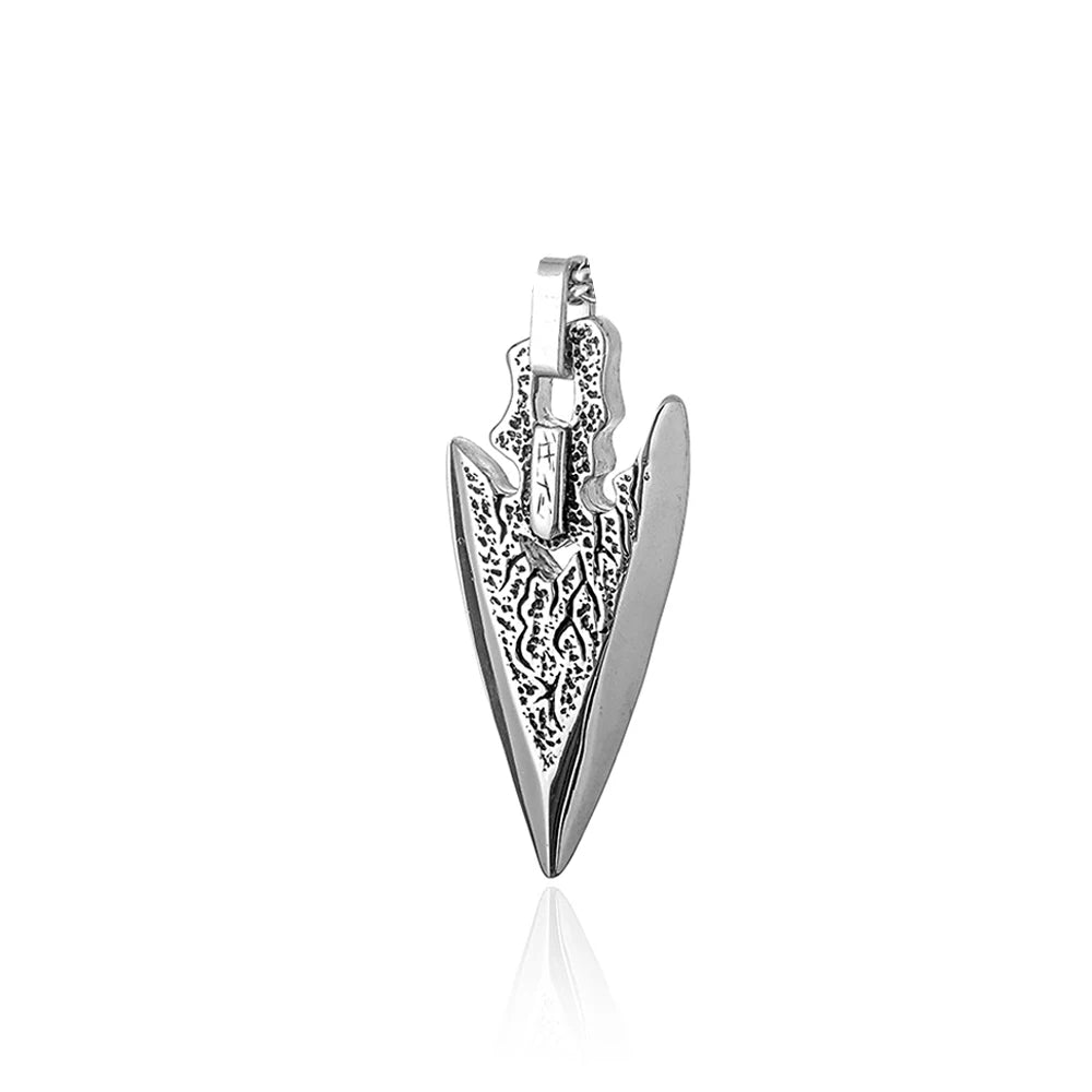 FBA Men's Native Spearhead Arrowhead Pendant Necklace | Stainless Steel Amulet