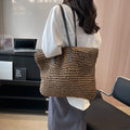 Casual Straw Woven Bucket Tote Bag – Large Capacity Beach & Shopping Handbag for Women