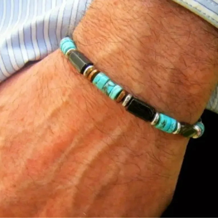 FBA Minimalist Turquoise Bead Bracelet for Men | Casual Jewelry Gift