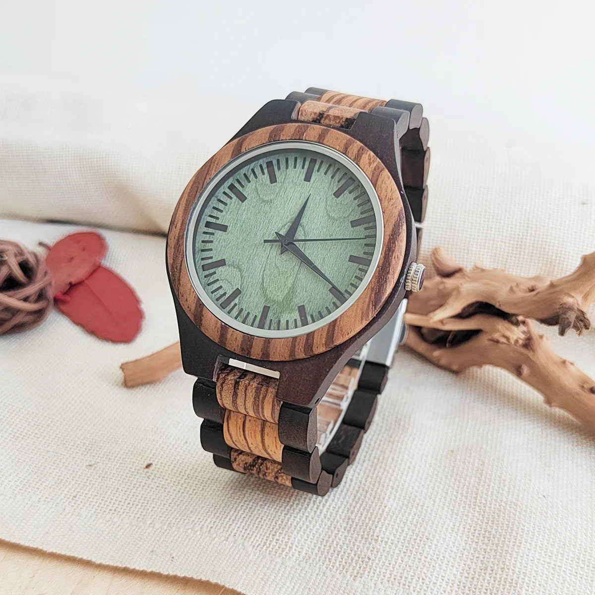 FBA Unisex Vintage Wood Watch | Leather Strap Quartz Wristwatch