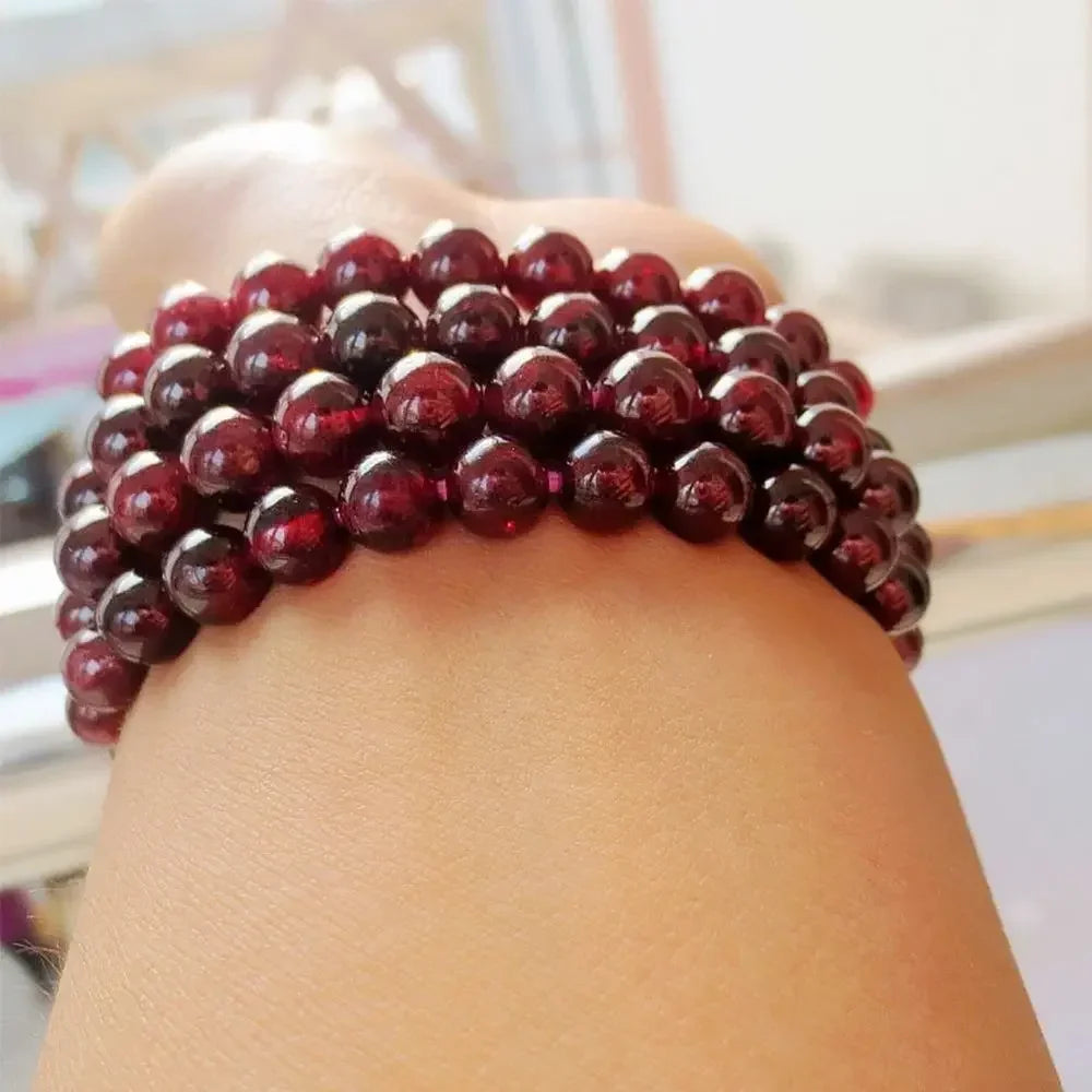 FBA Natural Garnet Beaded Charm Bracelet | Men's & Women's Jewelry