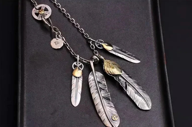 FBA Classic Feather Pendant Necklace Set | Hip Hop Punk Jewelry