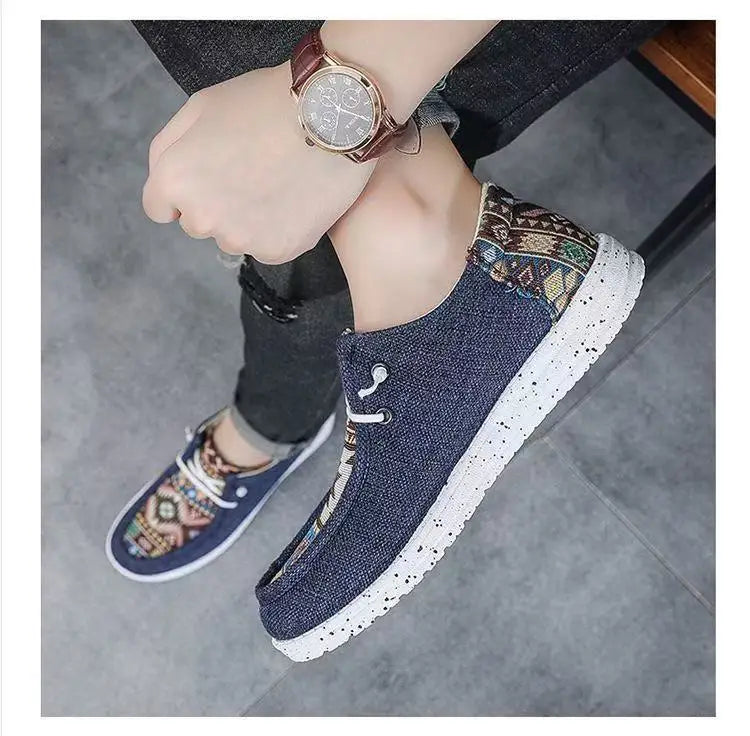 FBA Men's Ethnic Style Platform Board Shoes | Breathable Flat Sneakers