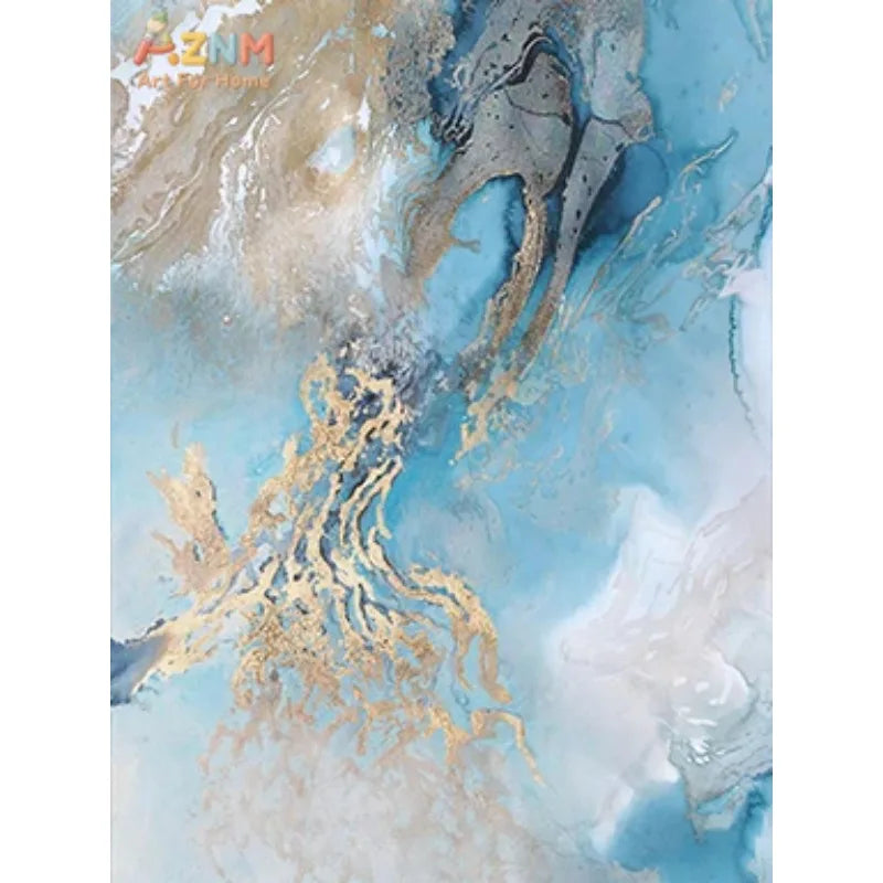 Blue & Gold Abstract River Canvas Print | 1 or 3-Piece Wall Art | FBA Vibes