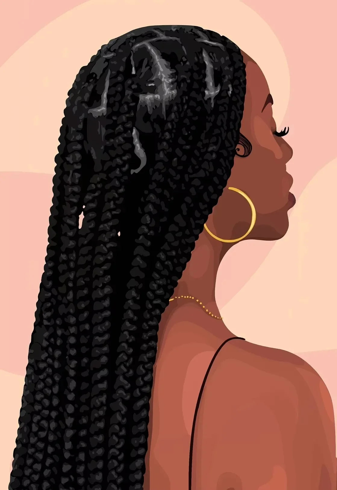 Hip Hop Black Girl Gold Jewelry Canvas Print | Afro Woman Wall Art