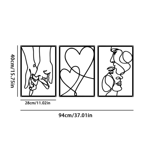 3-Piece Metal Line Art Set | Love & Romance Wall Decor | FBA Vibes