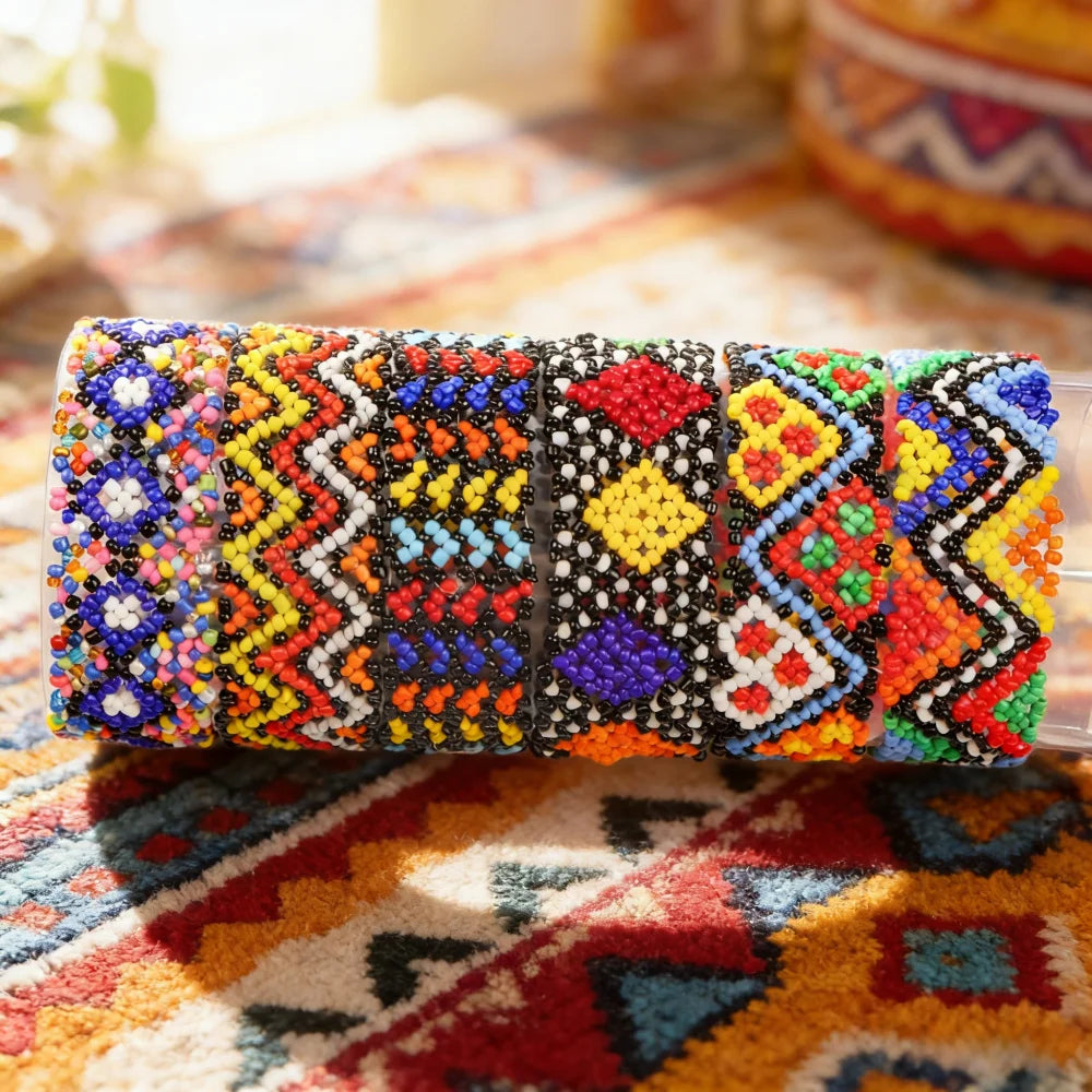 FBA Bohemian Multicolor Elastic Beaded Bracelet Set | Charm Jewelry