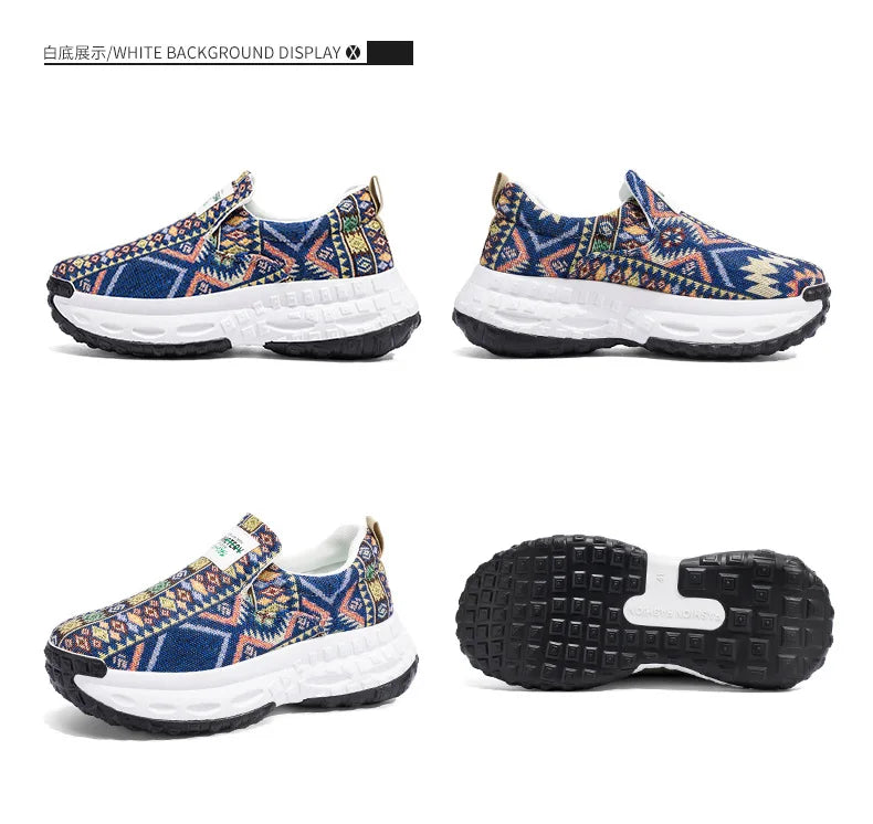 FBA Bohemia Print Canvas Sneakers | Breathable Anti-Slip Casual Shoes