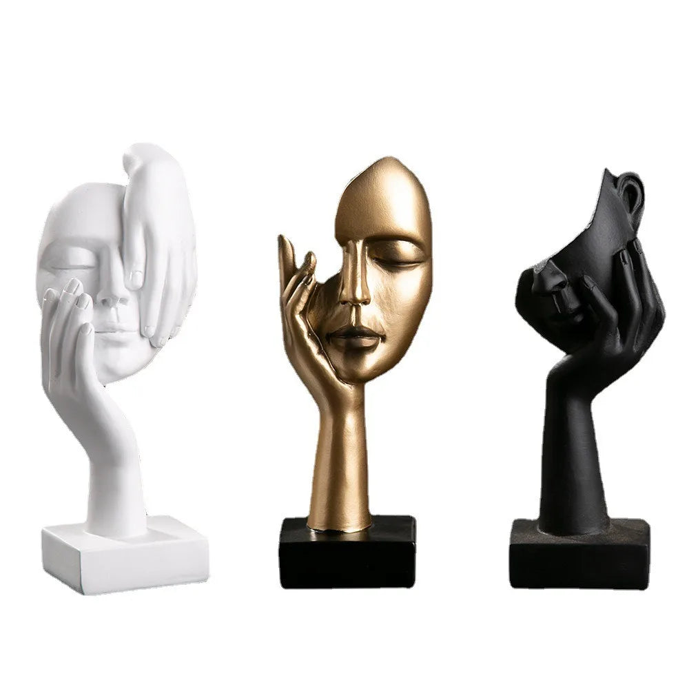 Resin Abstract Face Sculpture | Nordic Light Luxury Figurine for Home & Office Decor