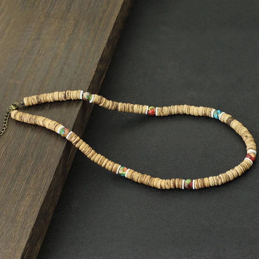 FBA Handmade Coconut Wood Healing Stone Choker | Men's Jewelry