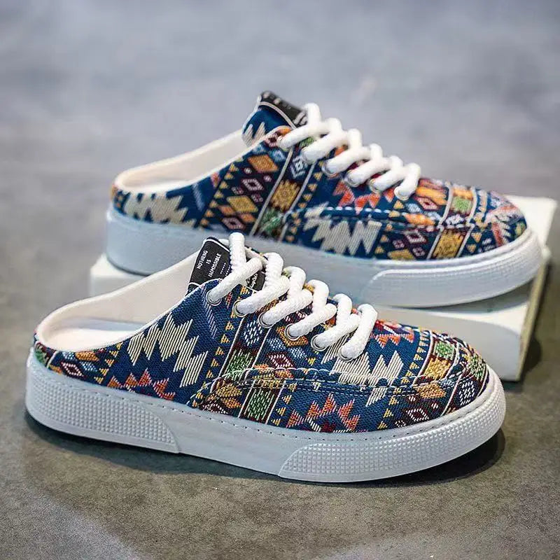 FBA Men's Ethnic Style Platform Board Shoes | Breathable Flat Sneakers