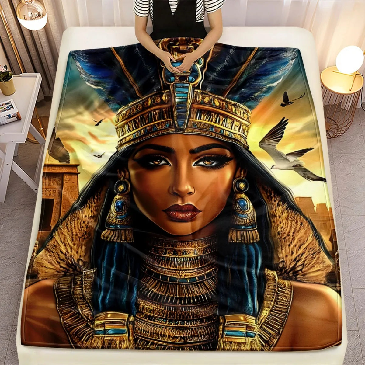 Egypt Queen Cleopatra Fleece Throw Blanket | FBA Vibes