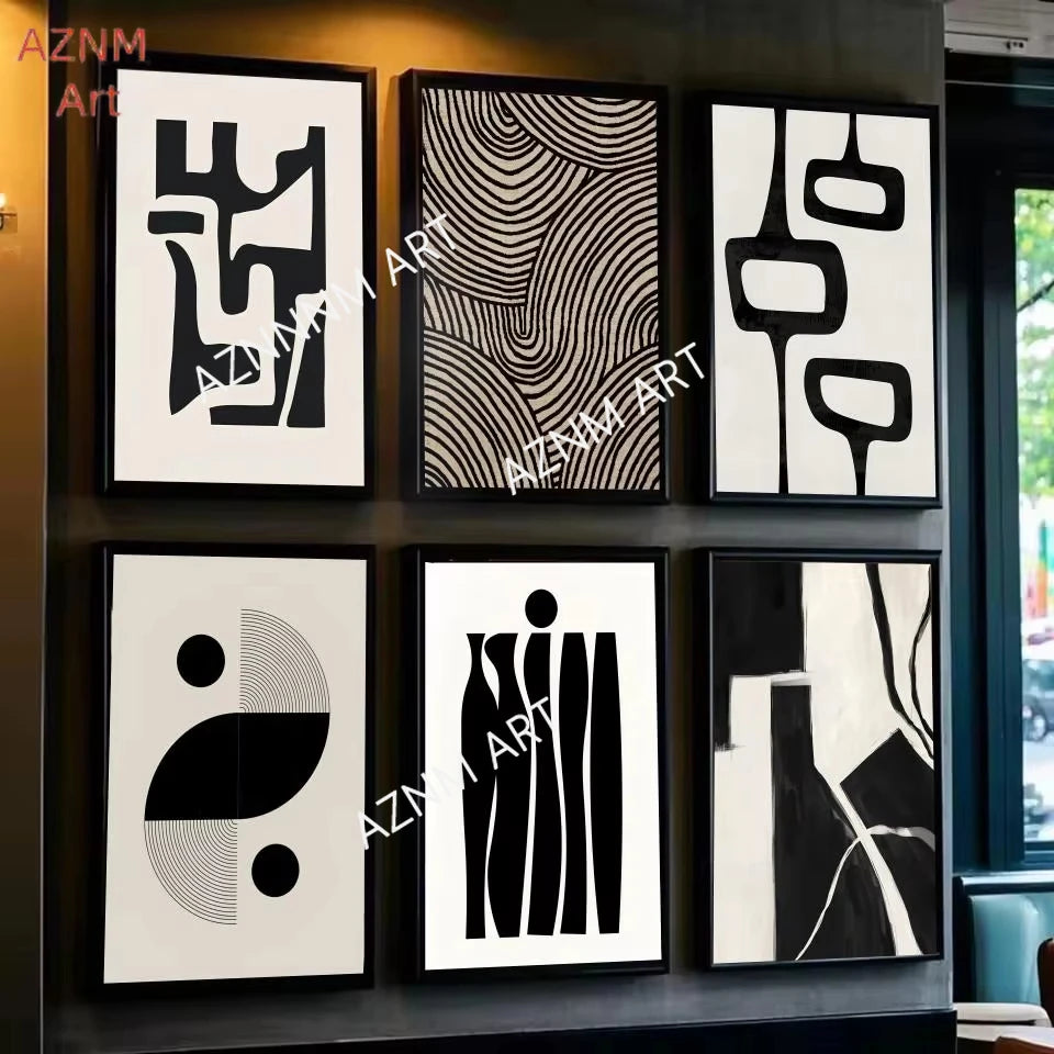 Black & White Modernism Canvas Print | Abstract Landscape Exhibition Poster Wall Art