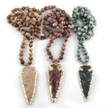 FBA Bohemian Tribal Natural Stone Arrowhead Necklace | Women's Ethnic Jewelry