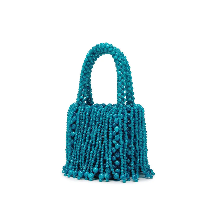 Handmade Beaded Woven Mini Handbag for Women – Luxury Hollow-Out Party Bag