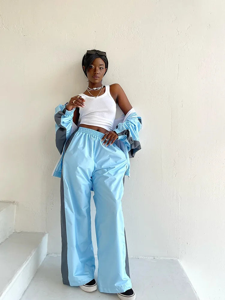 Women's Y2K 2-Piece Tracksuit Set – Zip Sweatshirt & High-Waist Jogger Pants | Streetwear Matching Set | FBA Vibes