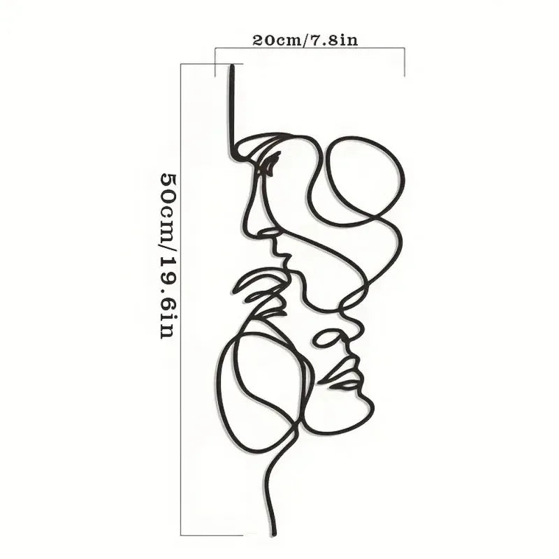 Minimalist Abstract Face Line Metal Wall Art | Black Iron Wall Sculpture for Modern Home Decor