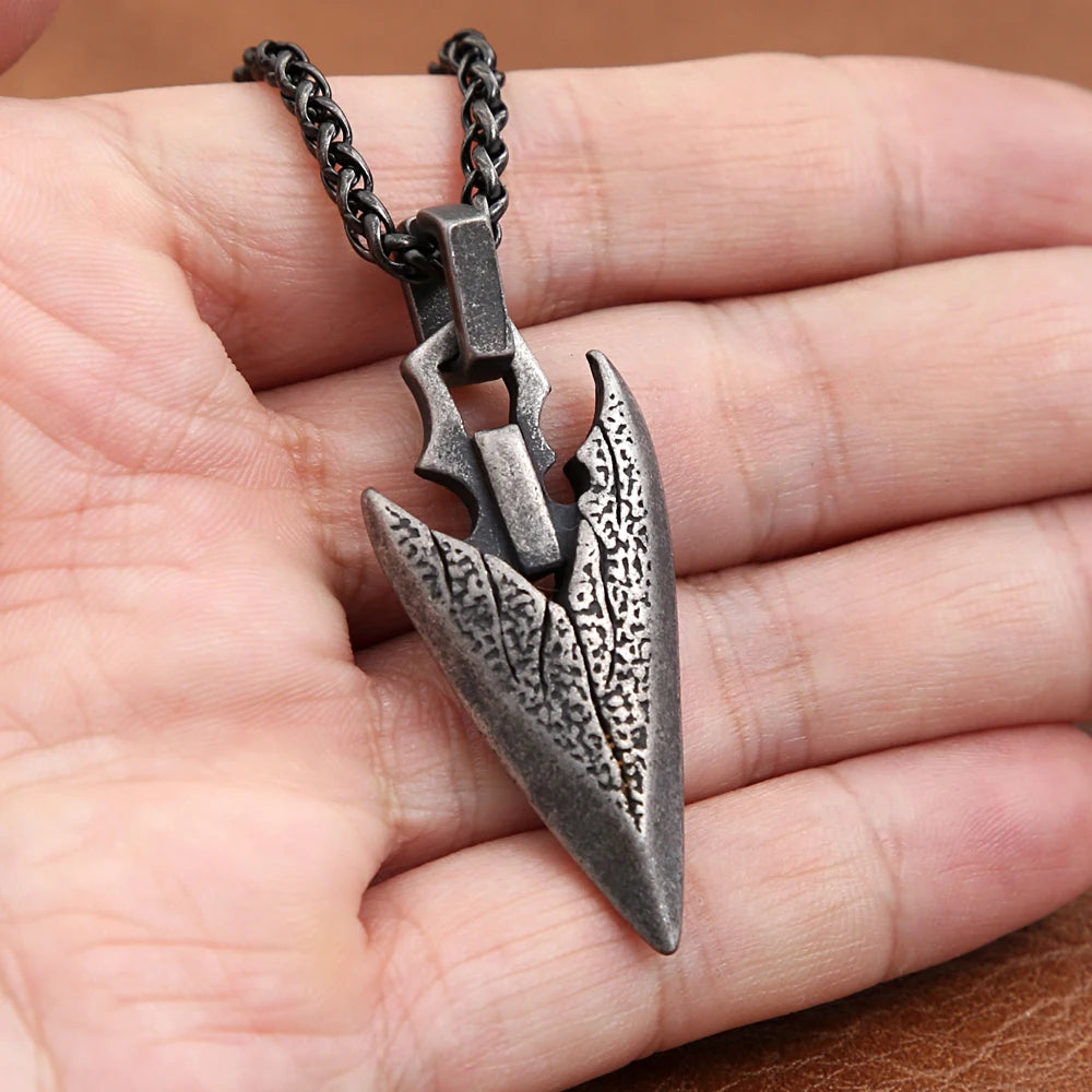 FBA Men's Native Spearhead Arrowhead Pendant Necklace | Stainless Steel Amulet