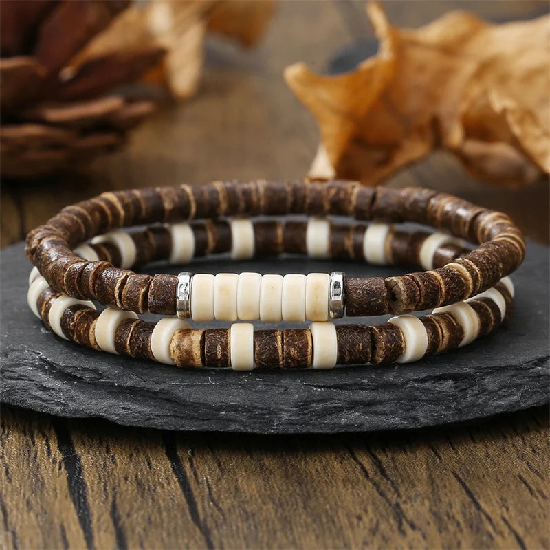 FBA Bohemian Multilayer Leather Wristband Bracelet | Men's Hand Woven Jewelry