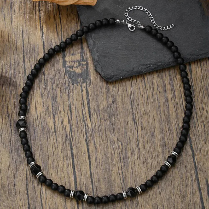 FBA Blue Beads Pendant Necklace for Men | Fashion Collar Jewelry