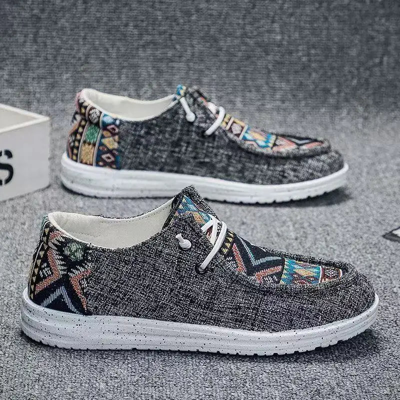FBA Men's Ethnic Style Platform Board Shoes | Breathable Flat Sneakers