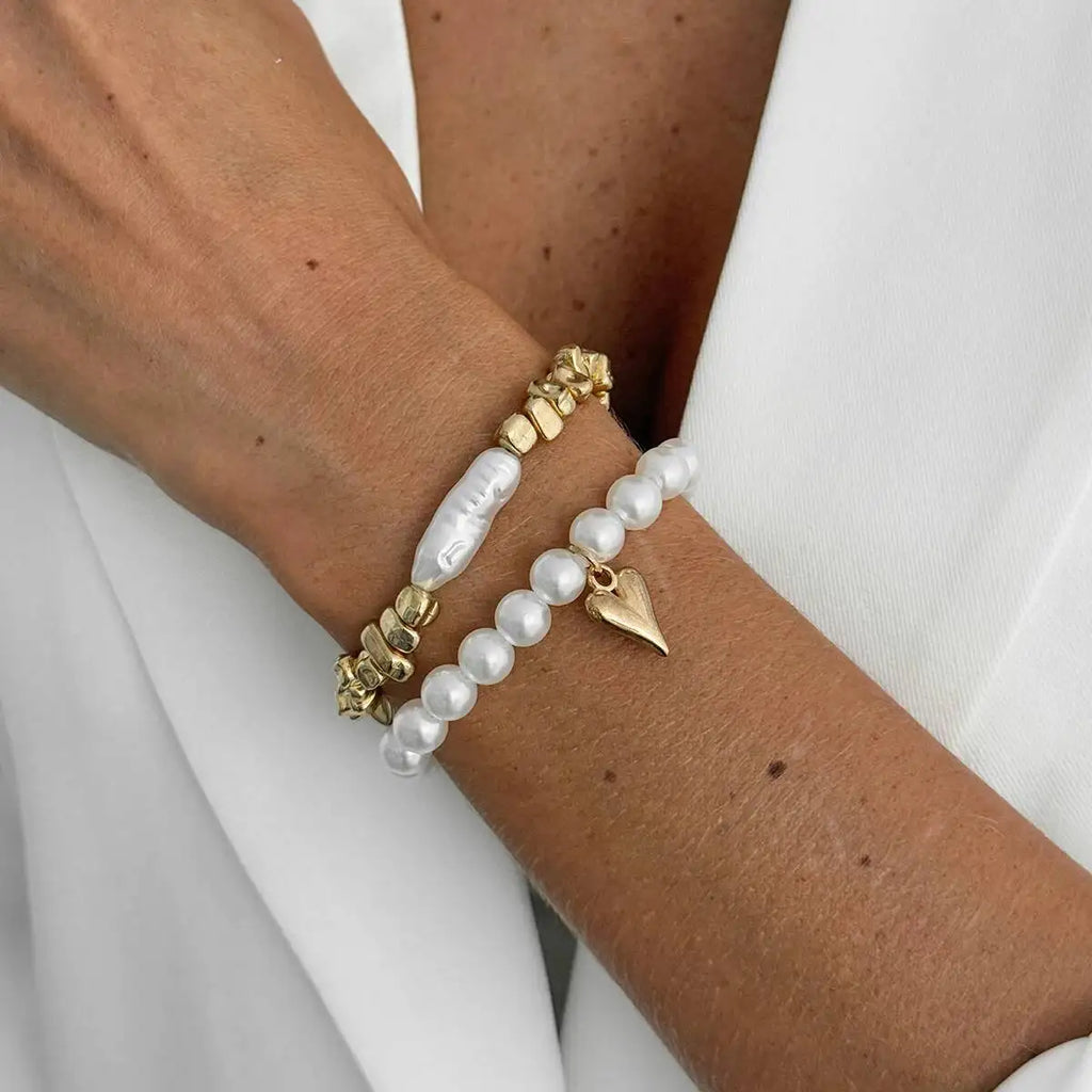 FBA Elegant Imitation Pearl Heart Bracelet for Women | Boho Jewelry Gift