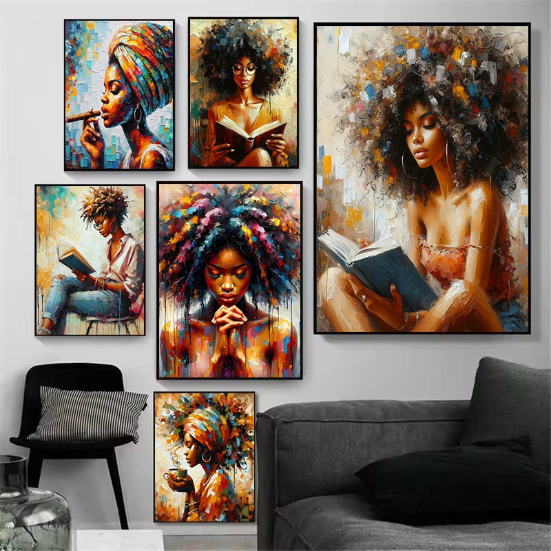 Graffiti Abstract African Girl Canvas Print | Black Woman Wall Art Poster