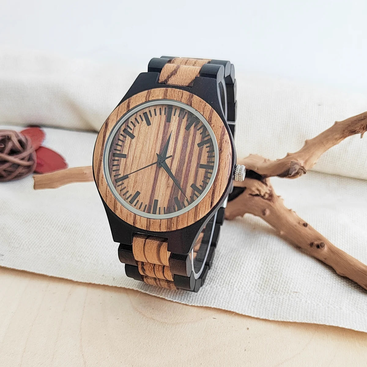 FBA Unisex Vintage Wood Watch | Leather Strap Quartz Wristwatch