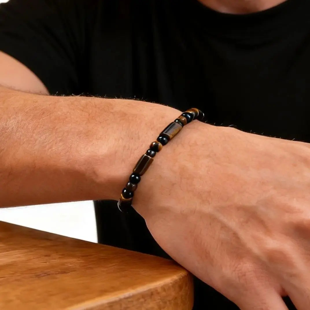 FBA Natural Stone Agate Tiger Eye Bracelet | Stainless Steel Jewelry Gift