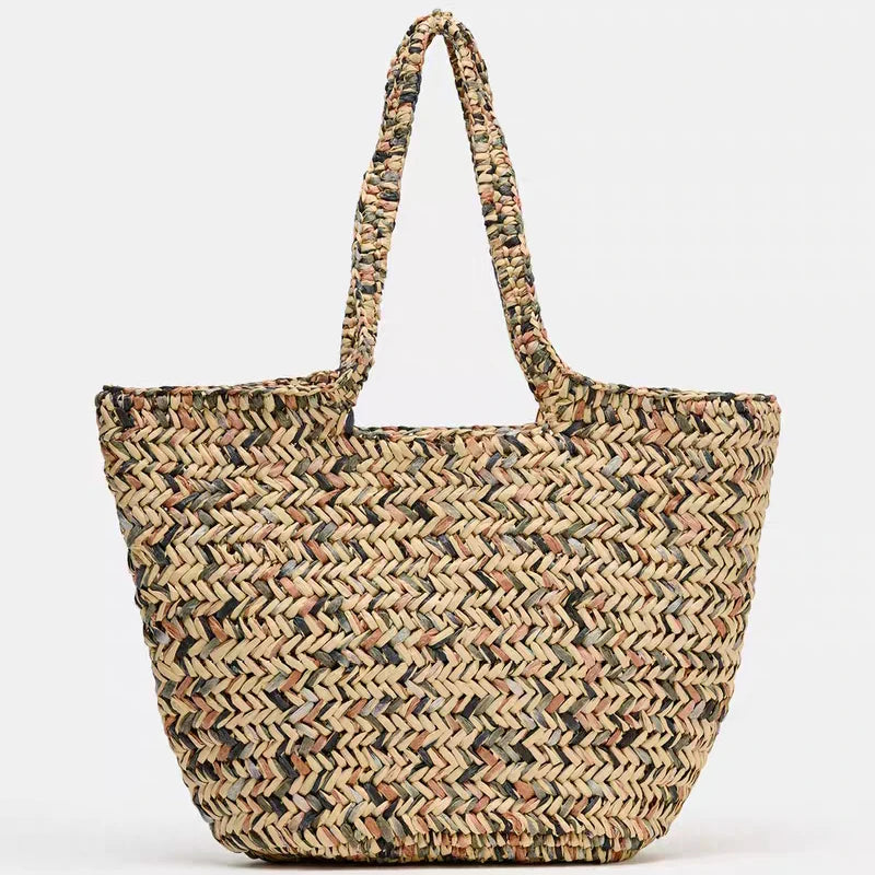 Handwoven PP Grass Straw Beach Tote Bag – Large Capacity Bohemian Travel Bag