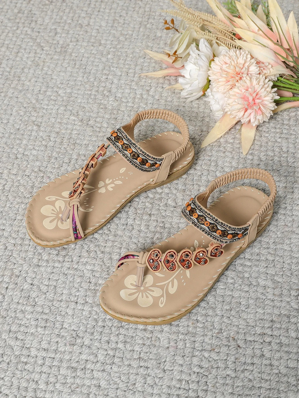 FBA Women's Bohemian Platform Flat Sandals | Plus Size Beach Shoes