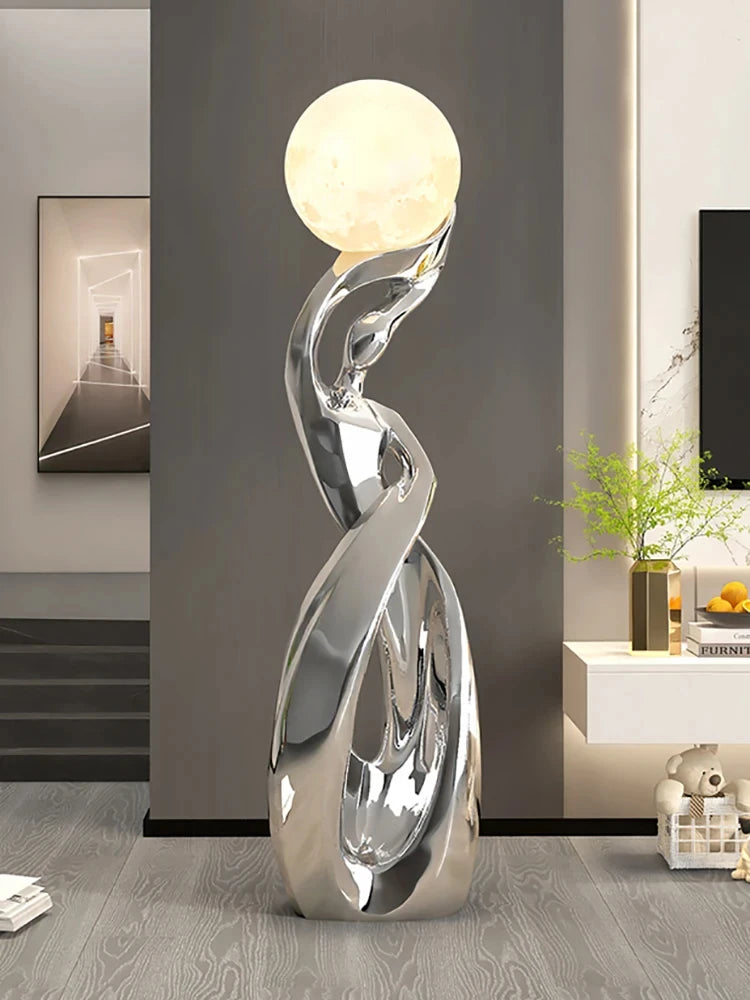 Abstract Art Luminous Floor Sculpture | Nordic Resin Figurine for Living Room & Entryway Decor