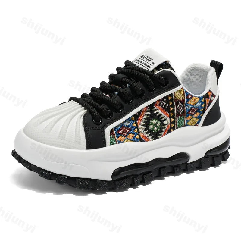 FBA Men's Low Top Thick Soled Platform Sneakers | Casual Sports Shoes