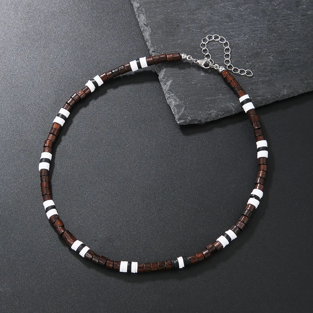 FBA Boho Coconut Shell Turquoise Bead Necklace | Men's Fashion Jewelry