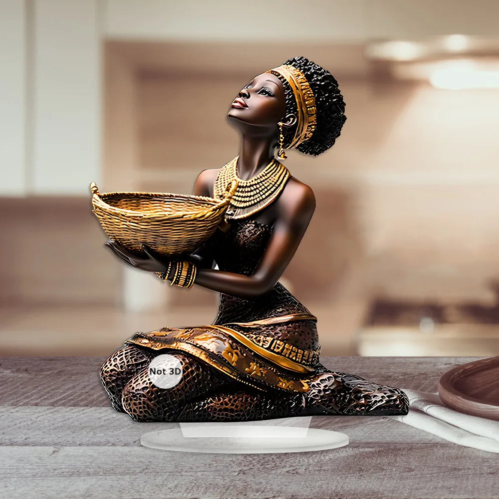 African Women Prayer Acrylic Sculpture | Desktop Decorative Ornament for Home & Living Room