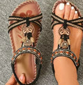 FBA Women's Bohemian Platform Flat Sandals | Plus Size Beach Shoes