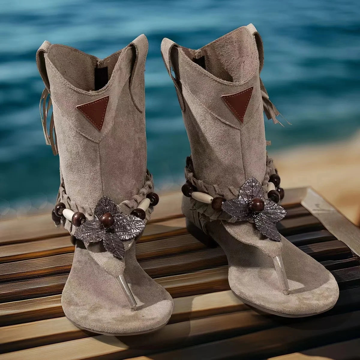 Women's Tassel Rhinestone Western Cowgirl Ankle Boot — Boho Summer Style