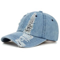 Ripped Washed Denim Distressed Snapback Cap | FBA Vibes