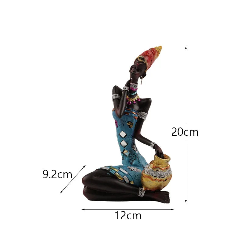 Resin African Black Women's Sculpture | Abstract Figurine for Home, Living Room & Desktop Decor