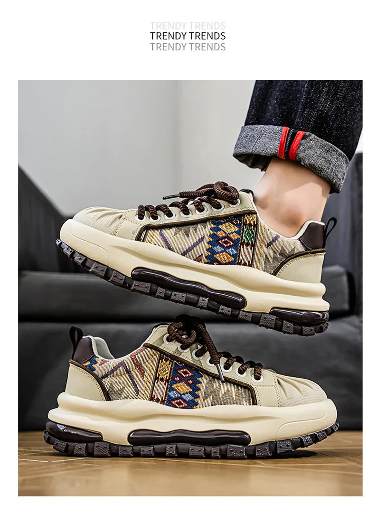 FBA Men's Low Top Thick Soled Platform Sneakers | Casual Sports Shoes